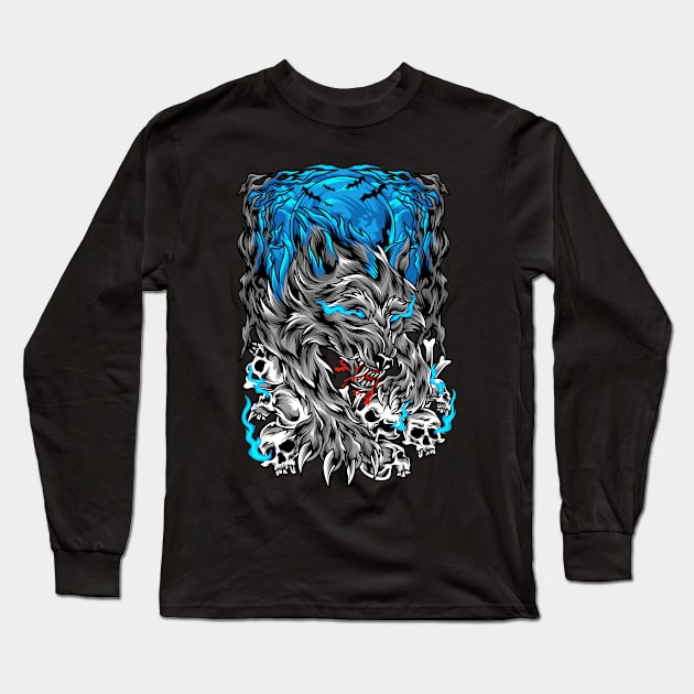 Wolf skull Long Sleeve T-Shirt by Dap project